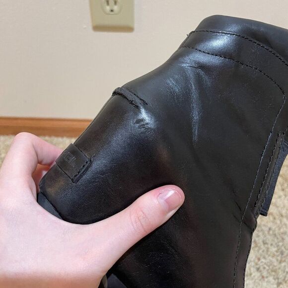 Sorel Size 7 Fiona Wedge Lux Leather Ankle Boots Black Pull On - Picture 11 of 16